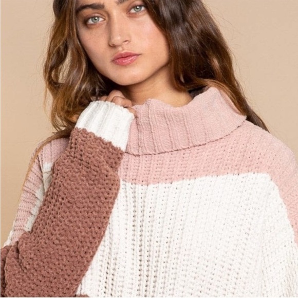 POL Canyon Rose Color Block Oversized Chenille Sweater Size Large - Picture 3 of 16